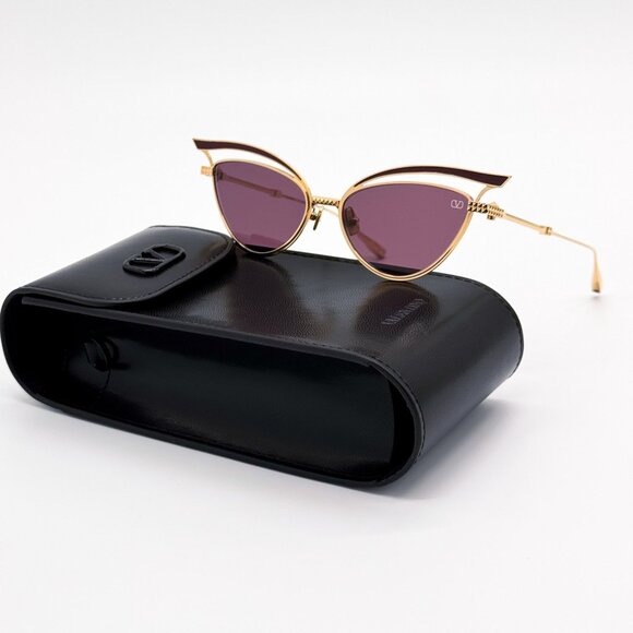 NEW VALENTINO SUNGLASSES WOMEN GOLD VLS-118B EYEWEAR VALENTINO main image 6